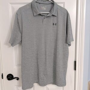 UA Gray heat gear polo shirt loose XL EUC no rips tears or stains.